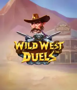  Dive into the daring world of "Wild West Duels" by Pragmatic Play, featuring a gritty gunslinger ready for a showdown. The image features a stern cowboy with crossed pistols, set against a dusty Western town. His focused expression and elaborate attire capture the essence of the Old West. The game's title is clearly displayed in a rustic font, enhancing the exciting theme. 